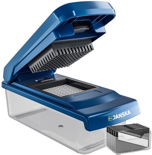 JANSKA UltraChop Mandoline Slicer for Kitchen, Food Chopper, Vegetable Slicer & Spiralizer, Grater, Cutter, Dicer, Kitchen Gadgets Sets with Container, Navy