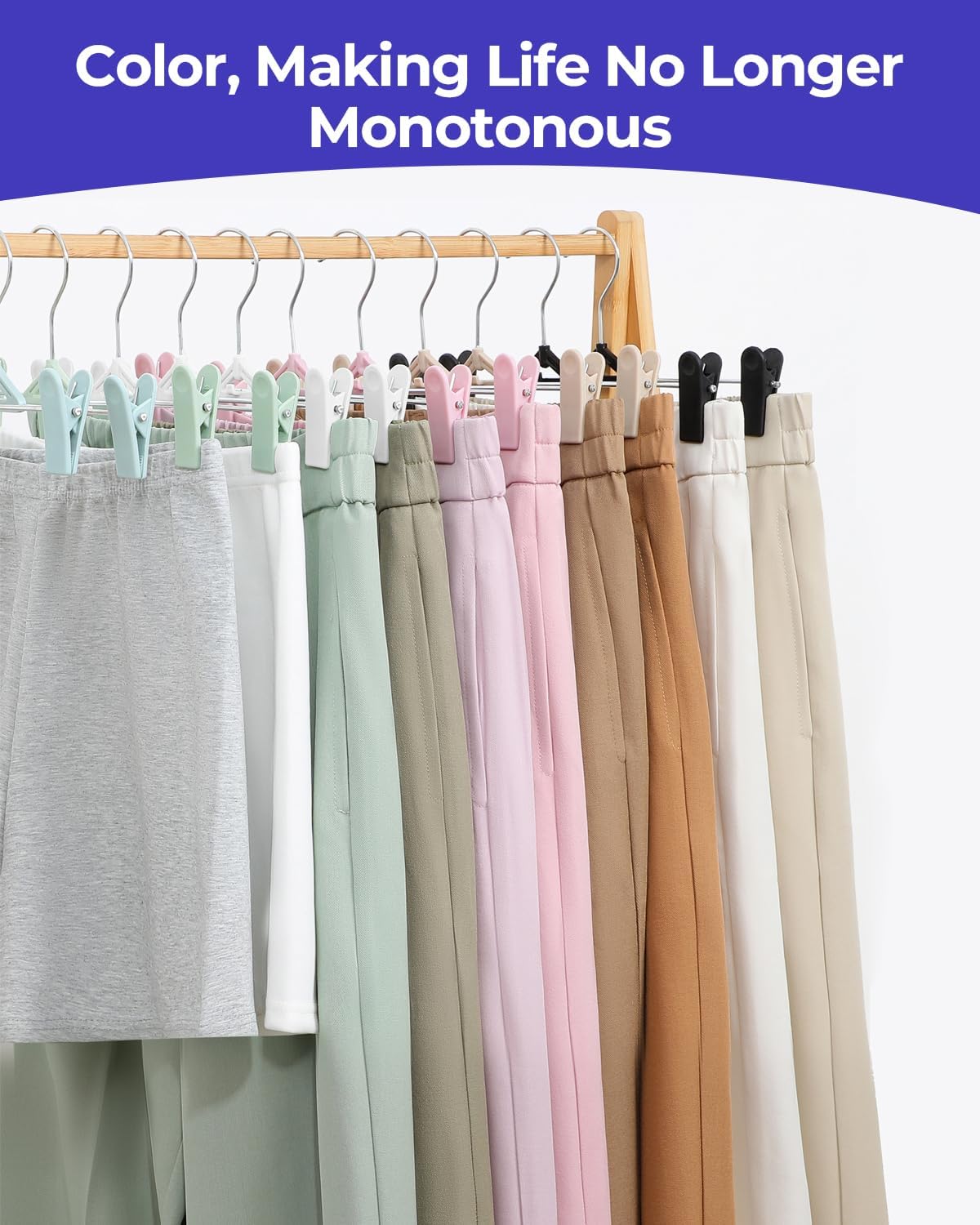 Northern Brothers Pants Hangers with Clips - 30 Pack Black | Space-Saving, Non-Slip Design for Jeans, Shorts, Skirts