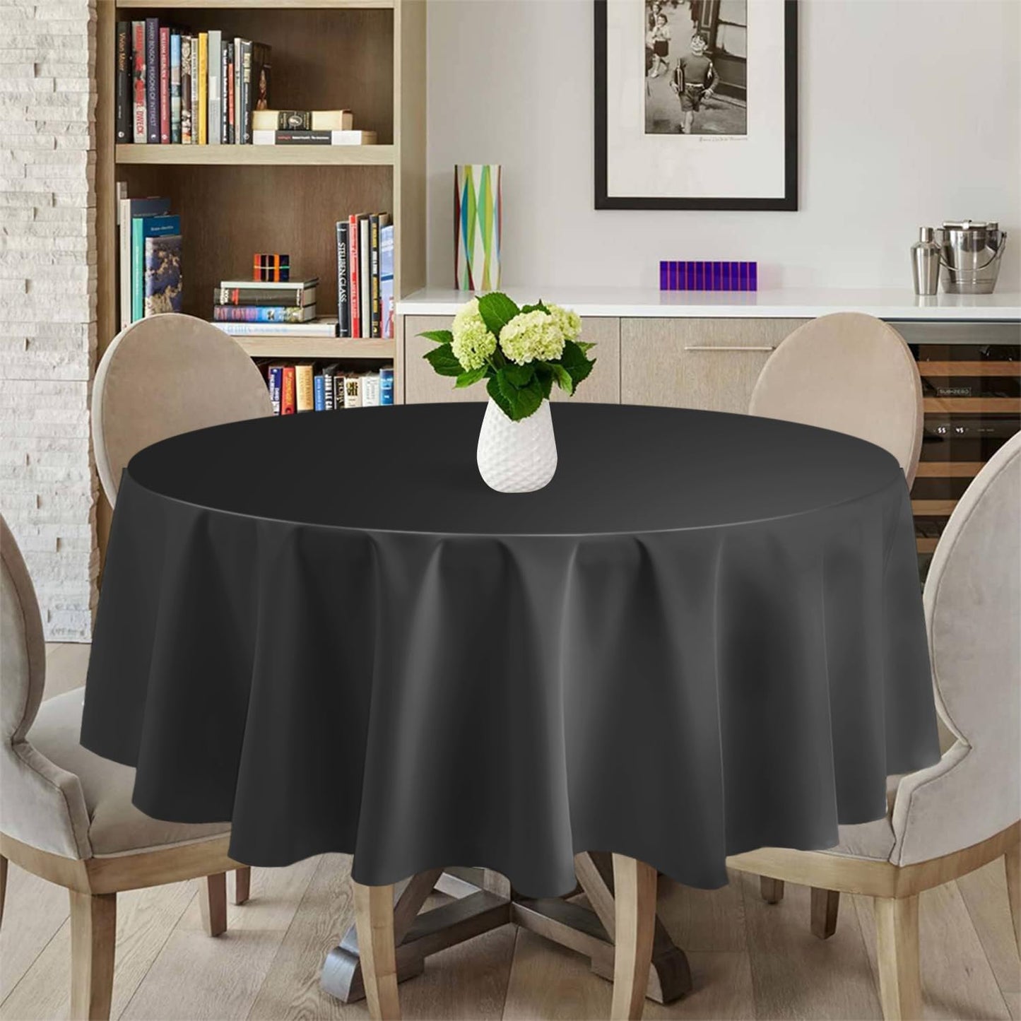 Skiennix 12-Pack Disposable Plastic Tablecloths - 84" Round Table Covers for Parties & Events