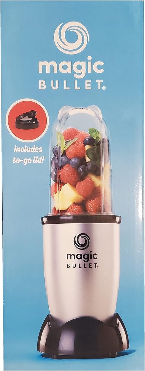 M.B Magic Bullet Personal Blender - 250W Motor, Tall Cup, Stainless Steel Blade & To-Go Lid