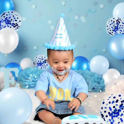 68Pcs Blue and White Balloon Kit - 12 Inch Confetti & Pearl Balloons for Birthday, Wedding, Baby Shower