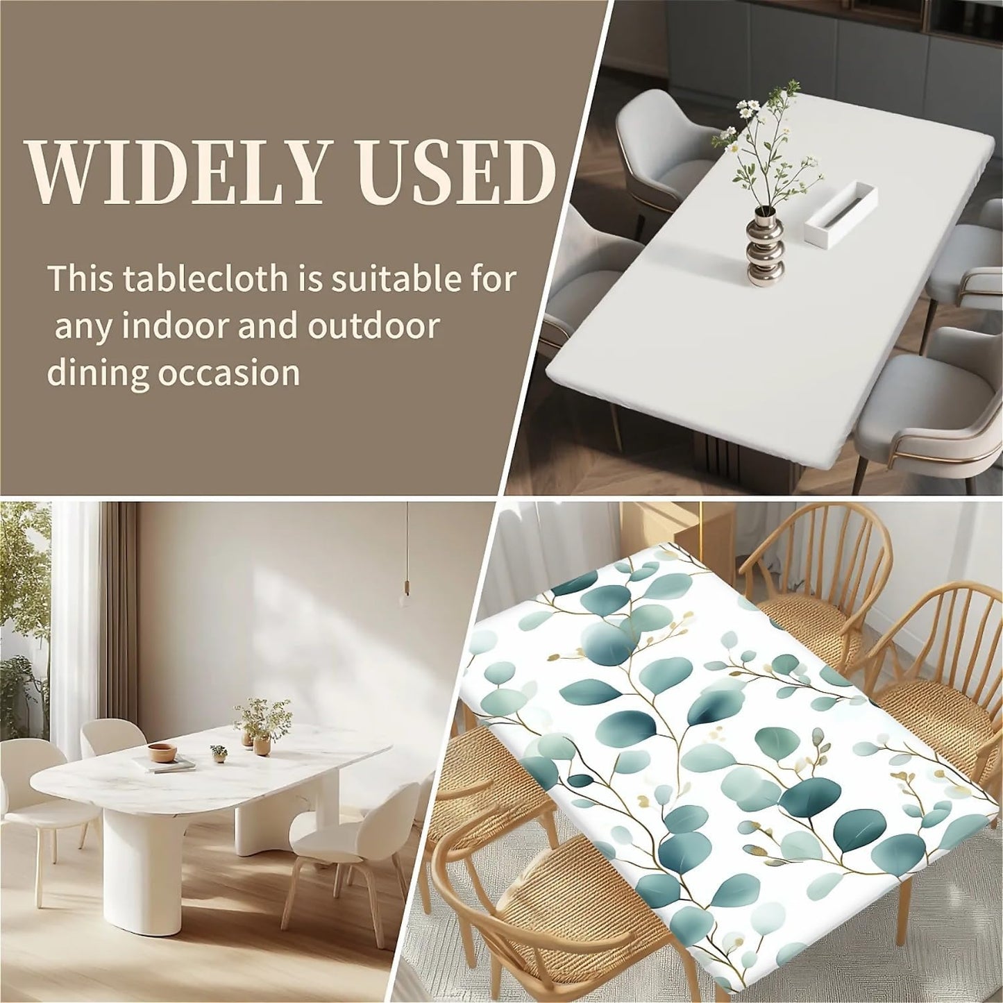 Skiennix Rectangle Tablecloth - Wipeable & Waterproof Fitted Design for 6-Foot Tables | 30"x48", Leaves