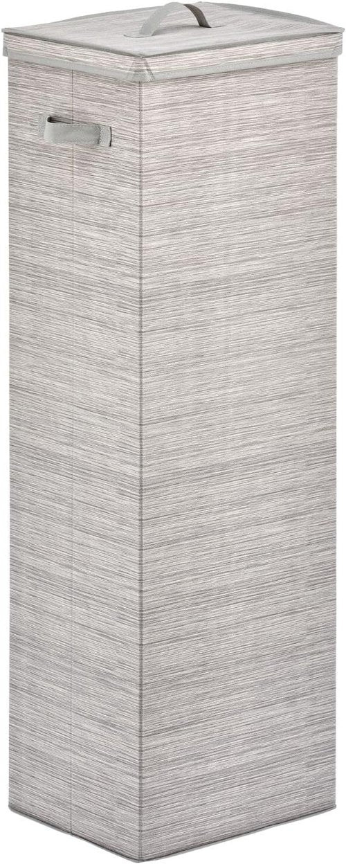 mDesign Gift-Wrapping Paper Storage Box - Tall Organizer with Handles & Removable Lid | Stripe, Taupe/Tan