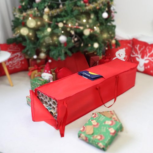 Demao Christmas Wrapping Paper Holder - 41-Inch Storage Bag for Up to 25 Rolls | Durable Organizer