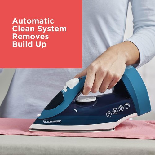 BLACK+DECKER Steam Iron - 1200W Vertical Steaming with Retractable Cord & Anti-Drip Design