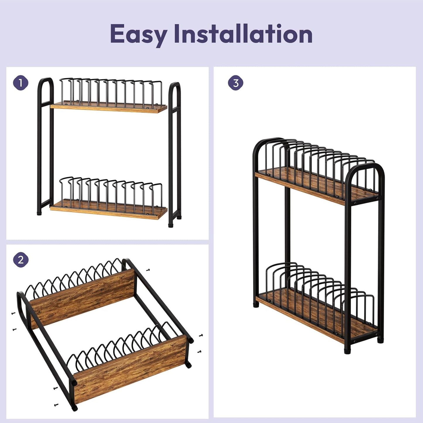 SWTYMIKI Hat Stand | 2-Tier Wood & Metal Organizer - Removable Tabletop Rack for 20 Caps (Black)