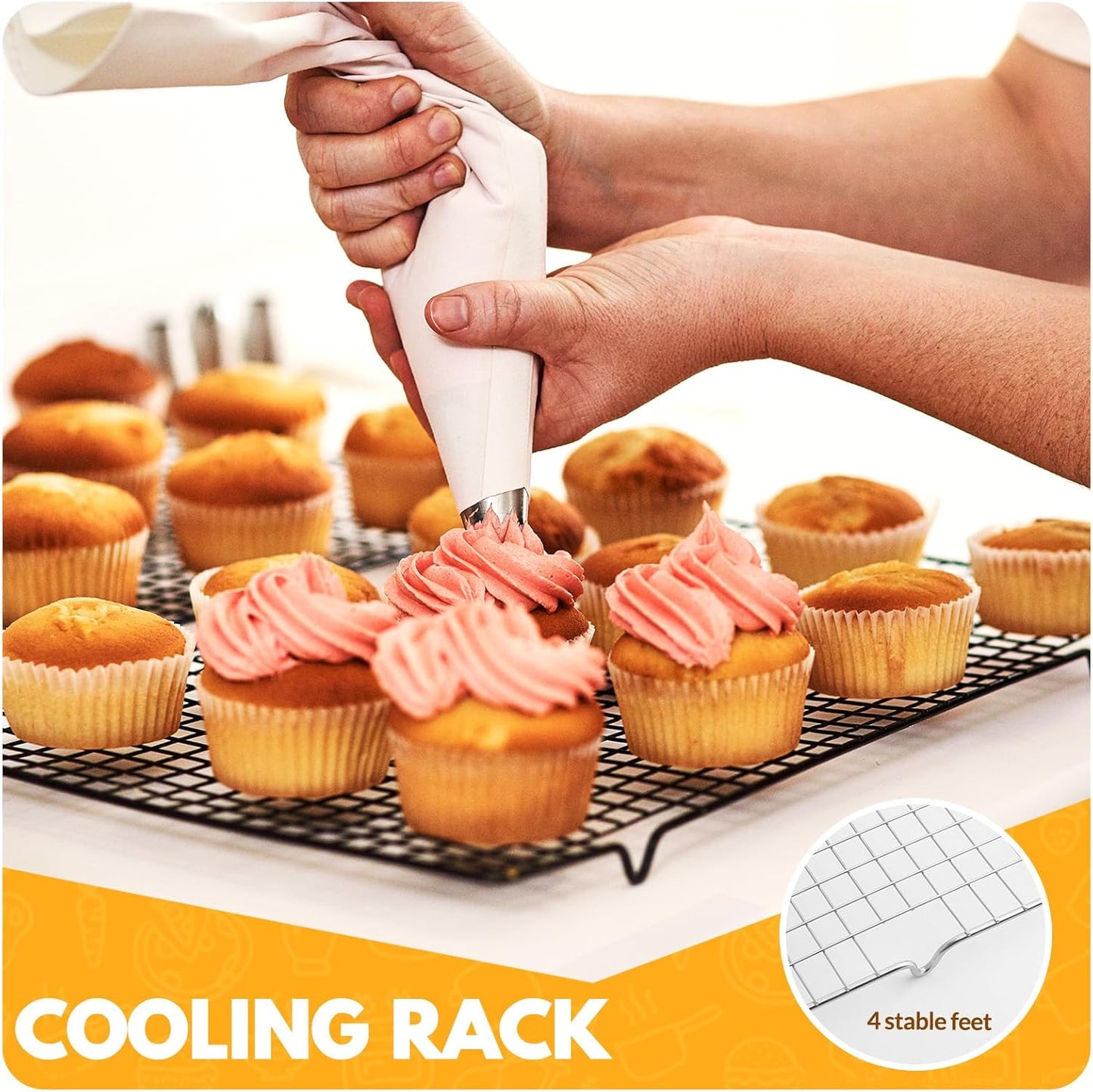 Skiennix Cooling Racks - 2 PCS Stainless Steel Baking Racks | 15x10 Inches, Oven Safe Design