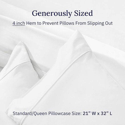 California Design Den Pillowcase Set | Standard Queen Size, 400 Thread Count, 100% Cotton Sateen, Soft Antique White - Set of 2