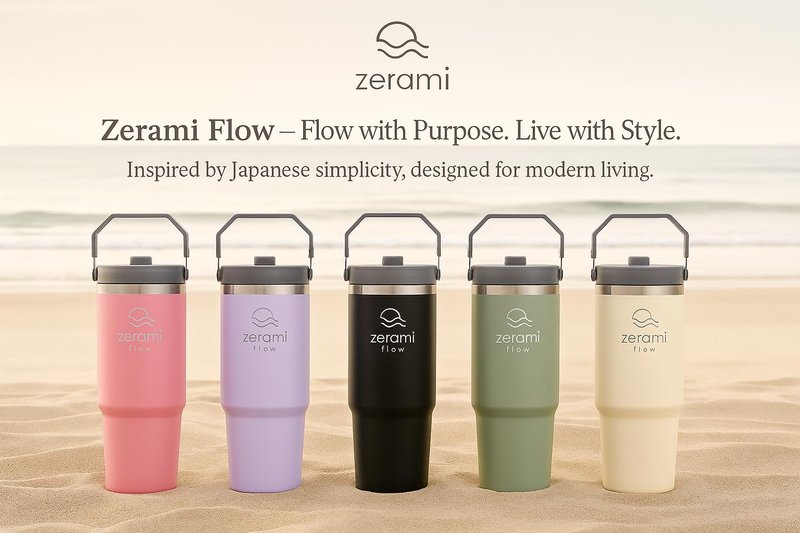 Zerami Flow 30 oz Tumbler with Handle & Flip Straw Lid – Cupholder-Friendly Insulated Stainless Steel Travel Mug, Leak-Resistant Twist Lid, Double Wall Vacuum, BPA-Free, Fits Car Cup Holder (Purple)