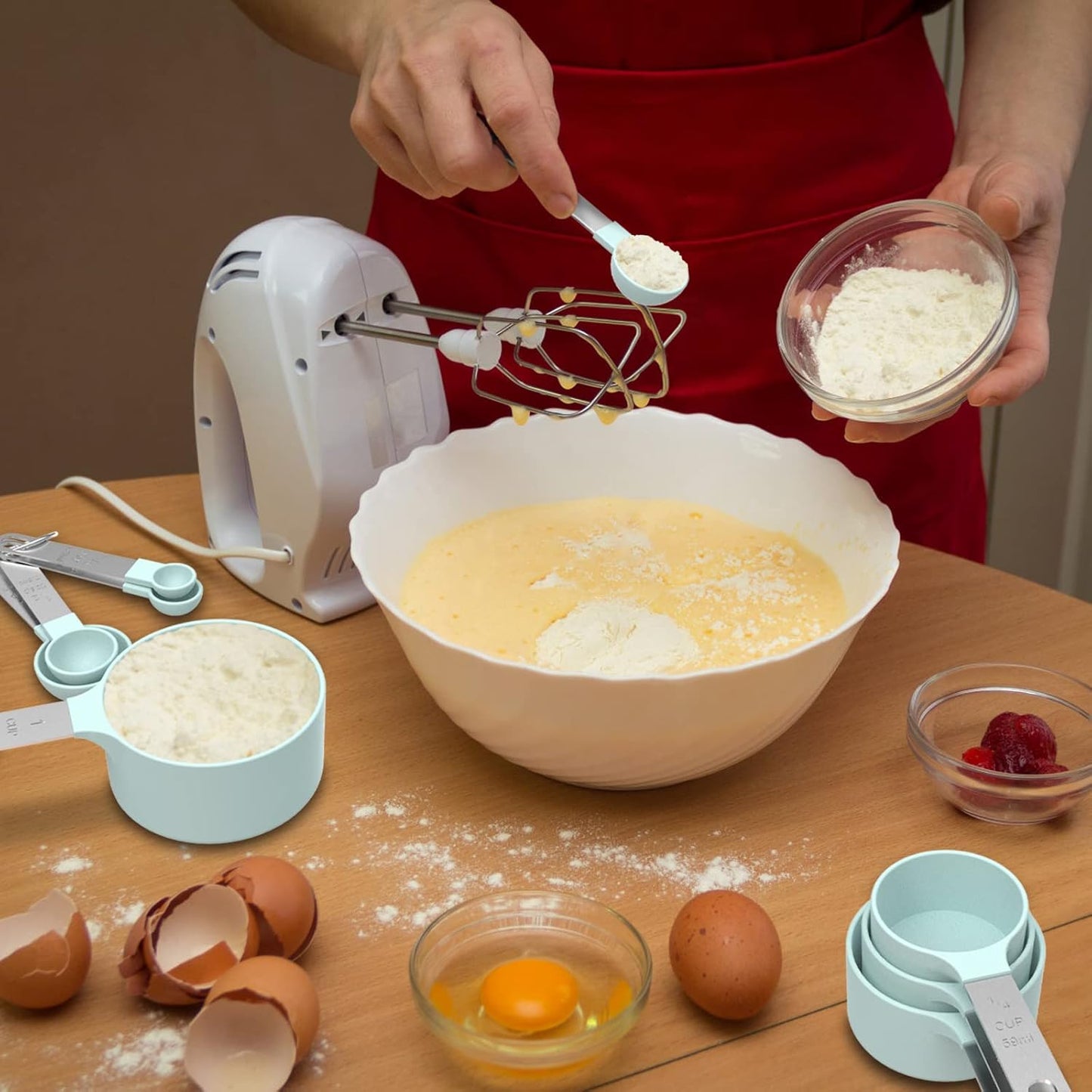 TILUCK Measuring Cups & Spoons Set - Stackable Kitchen Gadgets with Stainless Steel Handles | Green