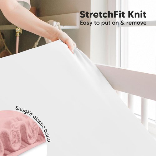KeaBabies Baby Crib Sheets - 2-Pack Soft Viscose Bamboo Fitted Toddler Bedding | 52x28, Neutral Rose
