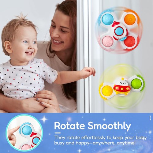 ALASOU Pop Suction Cup Spinner Toys - Sensory Travel Fun for Infants & Toddlers | Ideal Gift for Ages 1-2
