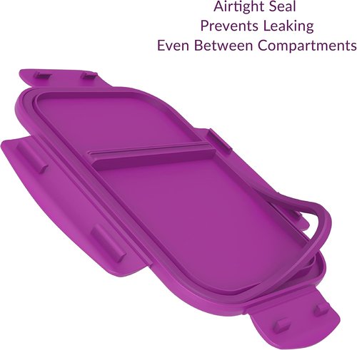 Bentgo® Glass Snack Container - Leak-Proof, Airtight, 2-Compartment Design - 1.75 Cup Capacity (Purple)
