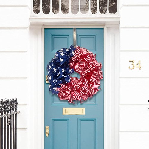 250th Anniversary Wreaths - Red, White & Blue Front Door Decor for 4th of July Celebrations