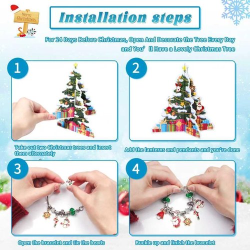 Advent Calendar 2025 | Kids' 24-Day Christmas Countdown with DIY Charm Beads & Bracelets - Red & Green