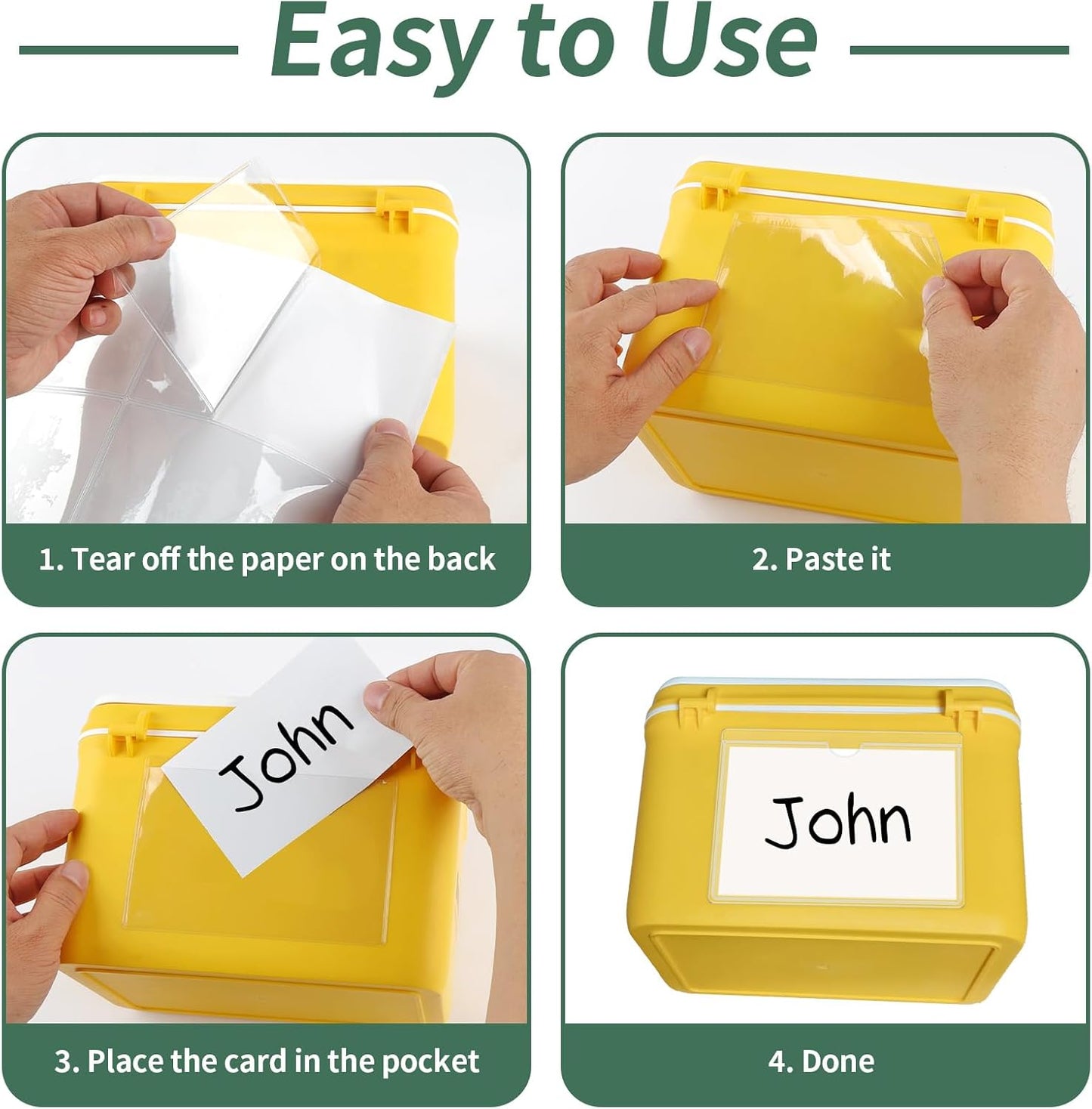 NIUBIER Storage Bin Labels - 42 Pack Clear Adhesive Pockets for Easy Organization | Removable Tote Stickers