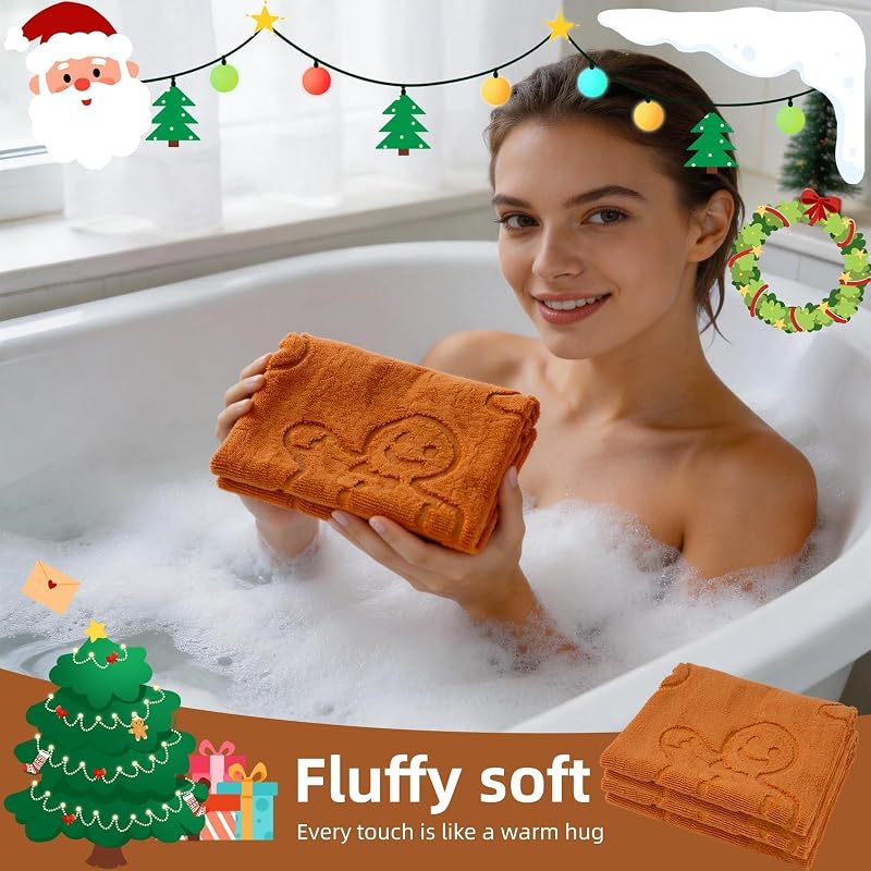 Christmas Gingerbread Hand Towels Set - 3 Pack 14 x 30 in 100% Cotton