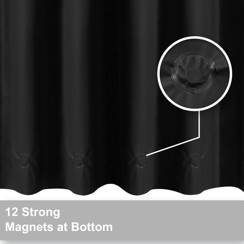 Barossa Design Clawfoot Tub Shower Curtain with 12 Magnets - 36 Metal Hooks Included, 180" W x 70" H Wrap Around, Waterproof PEVA Shower Liner for Bathroom, PVC Free, Metal Grommets - Black, 180x70