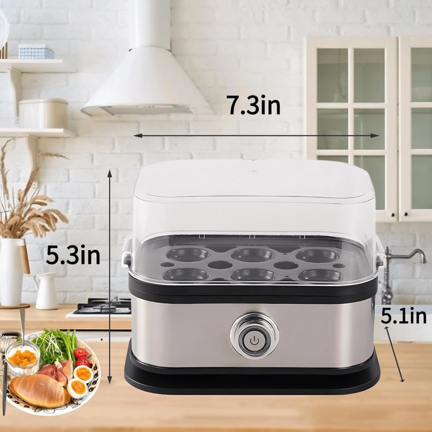 Rapid Egg Cooker - Electric Stainless Steel 6-Egg Capacity | Soft, Medium & Hard Boiled, Auto Shut-Off