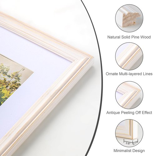 Axeman 18 x 24 Poster Frame, Natural Solid Wood 18x24 Frame for Wall Display, 24 x 18 Poster Frame with Tempered Glass, 18 x 24 Picture Frame with Mat for 16x20, 18x24 Wood Frame, White