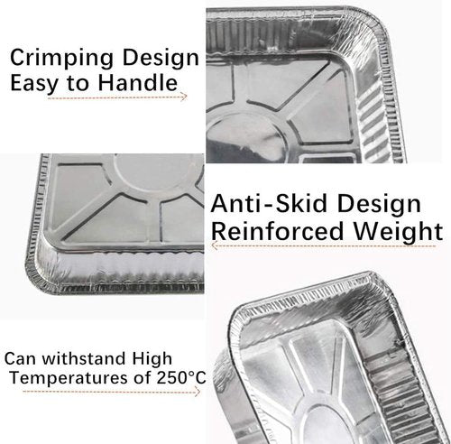 Ailelan Aluminum Foil Pans - 8x8 Disposable Cooking & Storage Pans | 50-Pack for Easy Food Prep