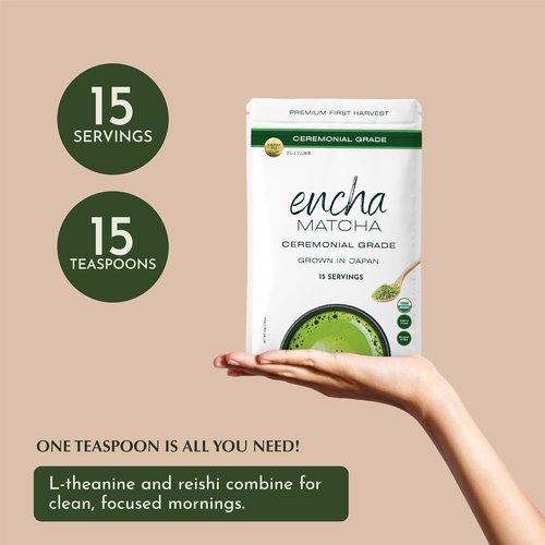 Encha Matcha - Organic Ceremonial Grade Matcha Powder | First Harvest Japanese Green Tea (30g/1.06oz)