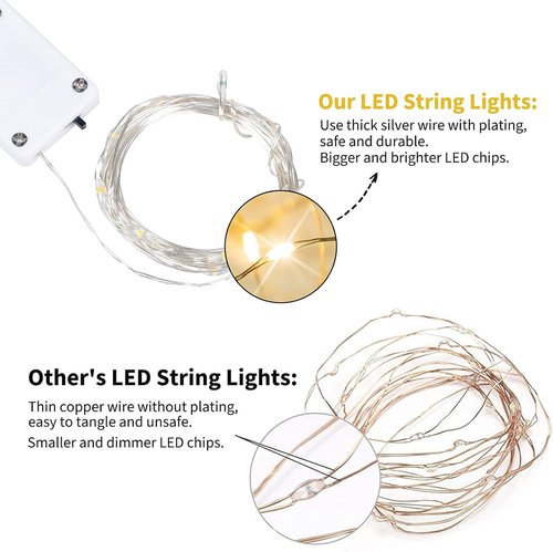 Brightown 12-Pack LED Fairy Lights - Waterproof Battery Operated String Lights | 7 Feet, Multi-Color