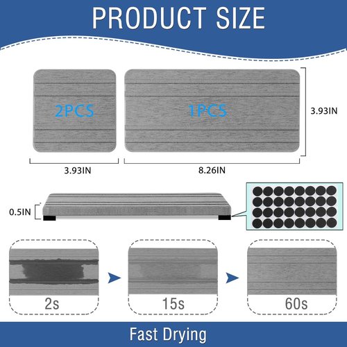 Diatomite Stone Sink Tray by DryingNeat - 3PCS Water Absorbing Coasters | Fast Drying Kitchen Sponge Holder (8x4 & 4x4 Inches)