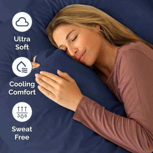 Short Queen Size 4 Piece Sheet Set - RV Short Queen, Soft, Breathable & Cooling Bed Sheets Set w/ Deep Pockets - Hotel Luxury Bedding for Women, Men, Kids, Teens, Boys & Girls - Oeko-Tex - Navy Blue