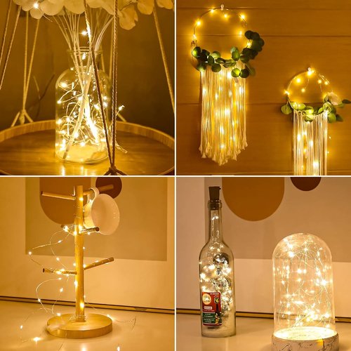 HXWEIYE Fairy Lights - 6 Pack Battery Operated 20 LED Mini Firefly String Lights | 7ft Warm White for Indoor & Outdoor Decor
