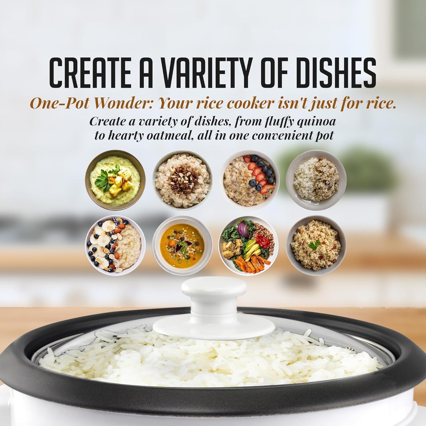 OVENTE Electric Rice Cooker - 10-Cup Capacity, Nonstick Pot & Steaming Basket Included | White RCS01W