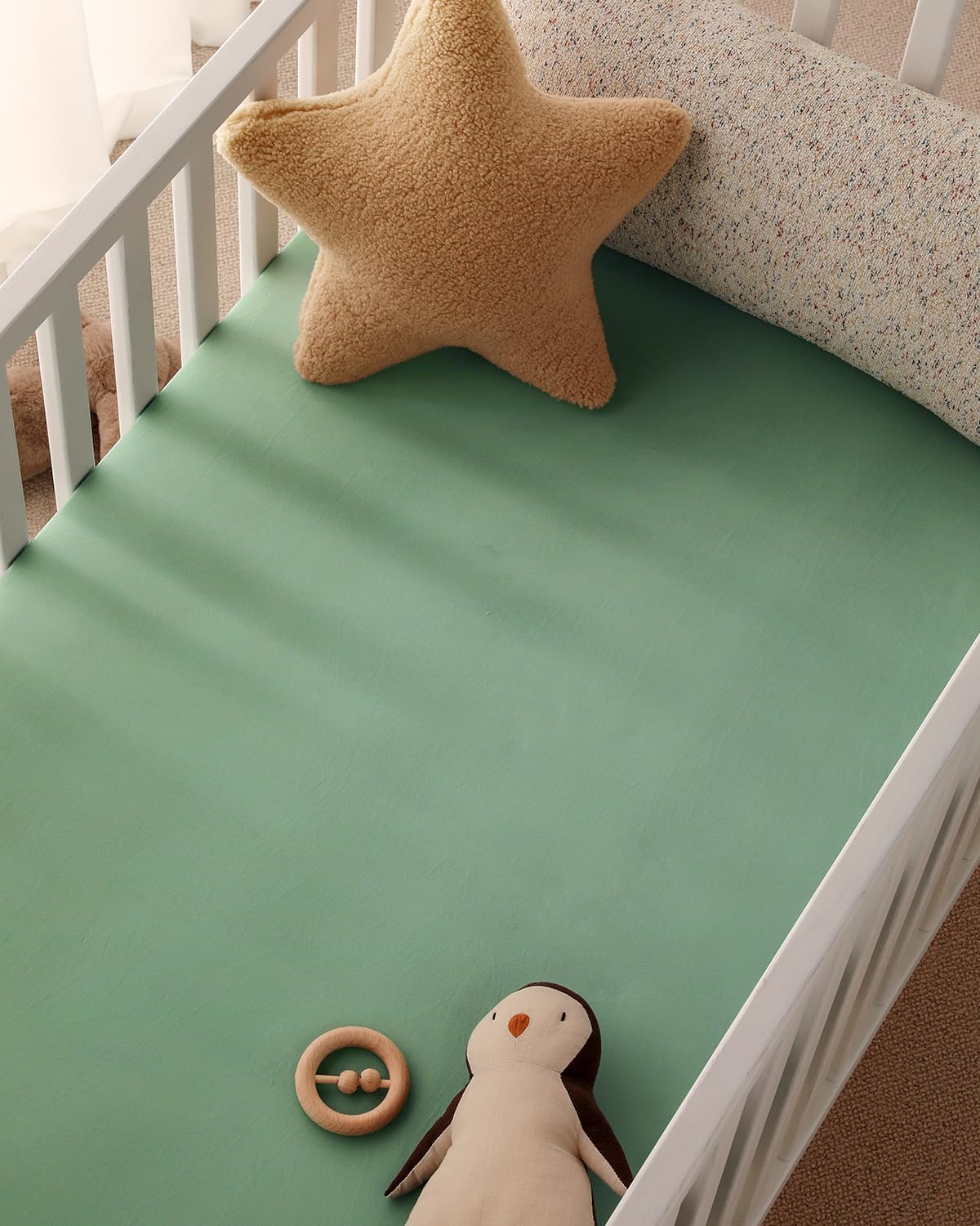Yoofoss Baby Crib Sheets - Ultra Soft 2-Pack Fitted Sheets for Standard Cribs | Green Flower Design, 52x28