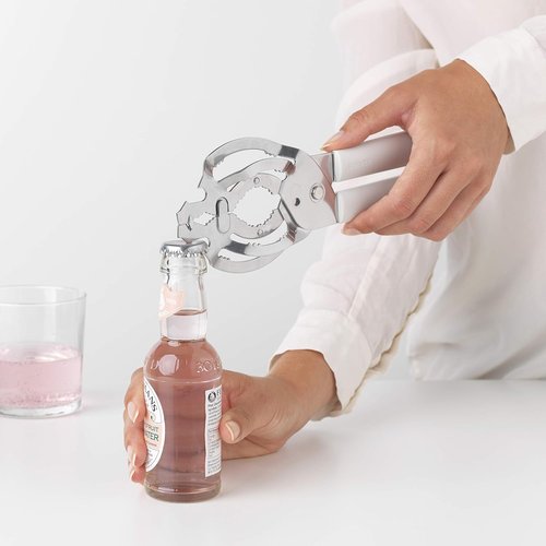 Brabantia Tasty+ Universal Can & Bottle Opener - Easy Grip Design for All Cap Sizes | Light Grey