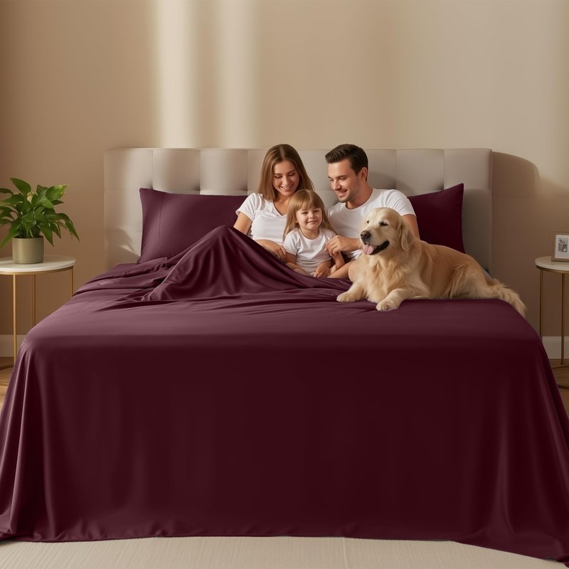 Utopia Bedding King Size Sheet Set – 4 Piece Bed Sheets, Soft and Breathable Microfiber, Includes 1 Fitted Sheet, 1 Flat Sheet and 2 Pillowcases – Oeko Tex (Burgundy)