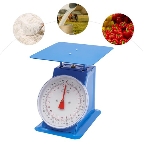 44 lbs Mechanical Dial Scale, Stainless Steel Mechanical Kitchen Scale Flat Platform Weighing Food Scale Heavy Duty Portion-Control Mechanical Scale Food Weight Scale for Kitchen