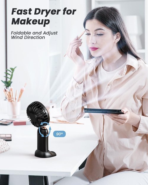 coldSky Portable Handheld Fan - 3-in-1 Multifunctional Travel Fan with 4000mAh Battery | Black, 5 Speed Settings