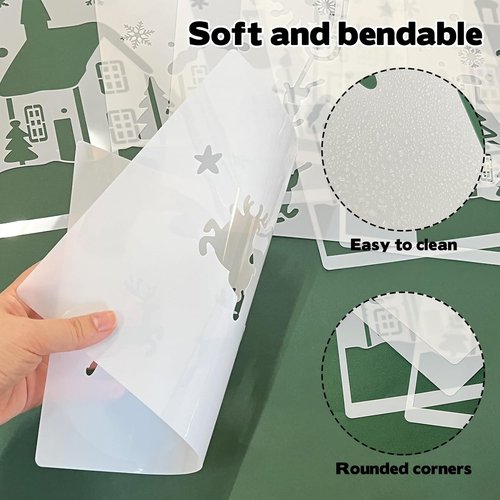 8 Pcs Large Christmas Window Stencils - Reusable Holiday Templates for Glass, Wood & Fabrics | Winter House, Reindeer & Santa Claus Designs