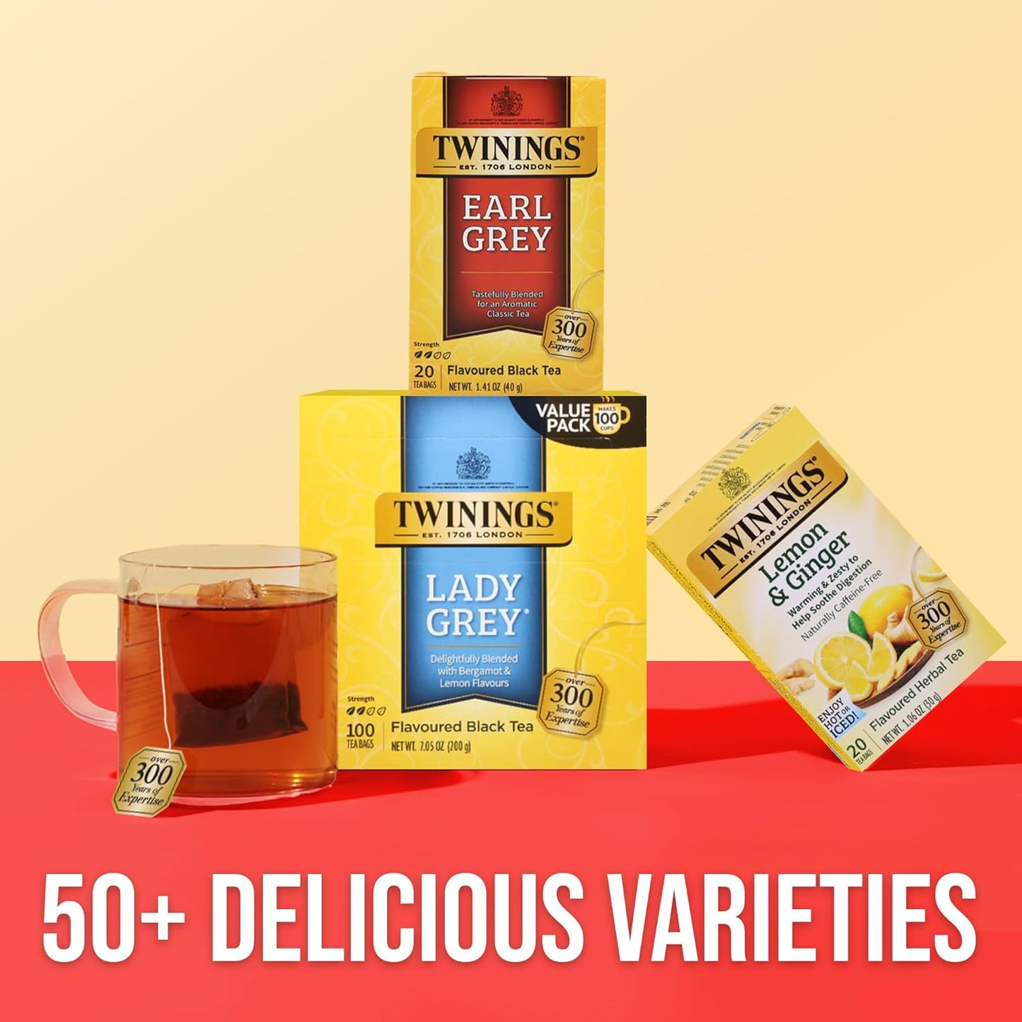 Twinings Lady Grey Black Tea - Individually Wrapped 100 Count | Fresh Orange & Lemon Peel Flavor, Enjoy Hot or Iced