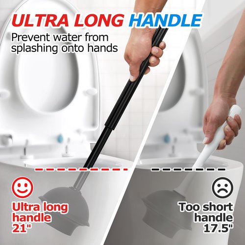FORASTO 2 in 1 Toilet Plunger and Brush Set,Extended Handle Plunger,Toilet Bowl Brush Plunger Set, Bathroom Cleaning Tools ,Toilet Brush Plunger Combo,Cleaning Brush,Bathroom Cleaning Supplies