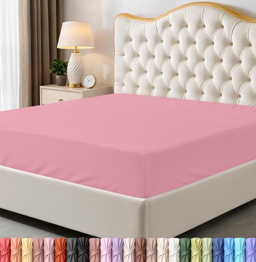 Utopia Bedding Twin XL Fitted Sheet - Bottom Sheet - Deep Pocket - Soft Microfiber -Shrinkage and Fade Resistant-Easy Care -1 Fitted Sheet Only (Pink)