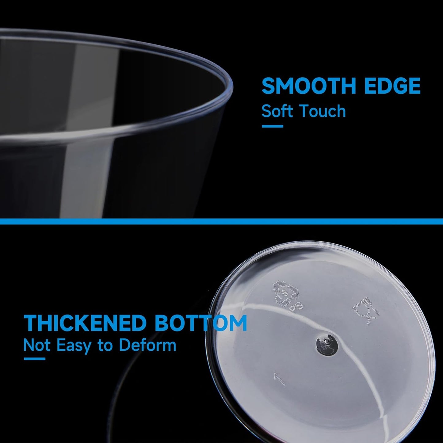 RACETOP Clear Plastic Cups - 9 oz Disposable Tumblers for Parties & Events | 100 Pack