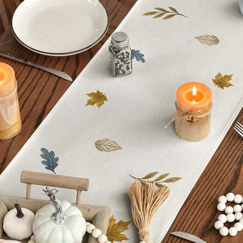 Artoid Mode 13 x 72 Inch Table Runner - Beige/Blue, 210 GSM Polyester