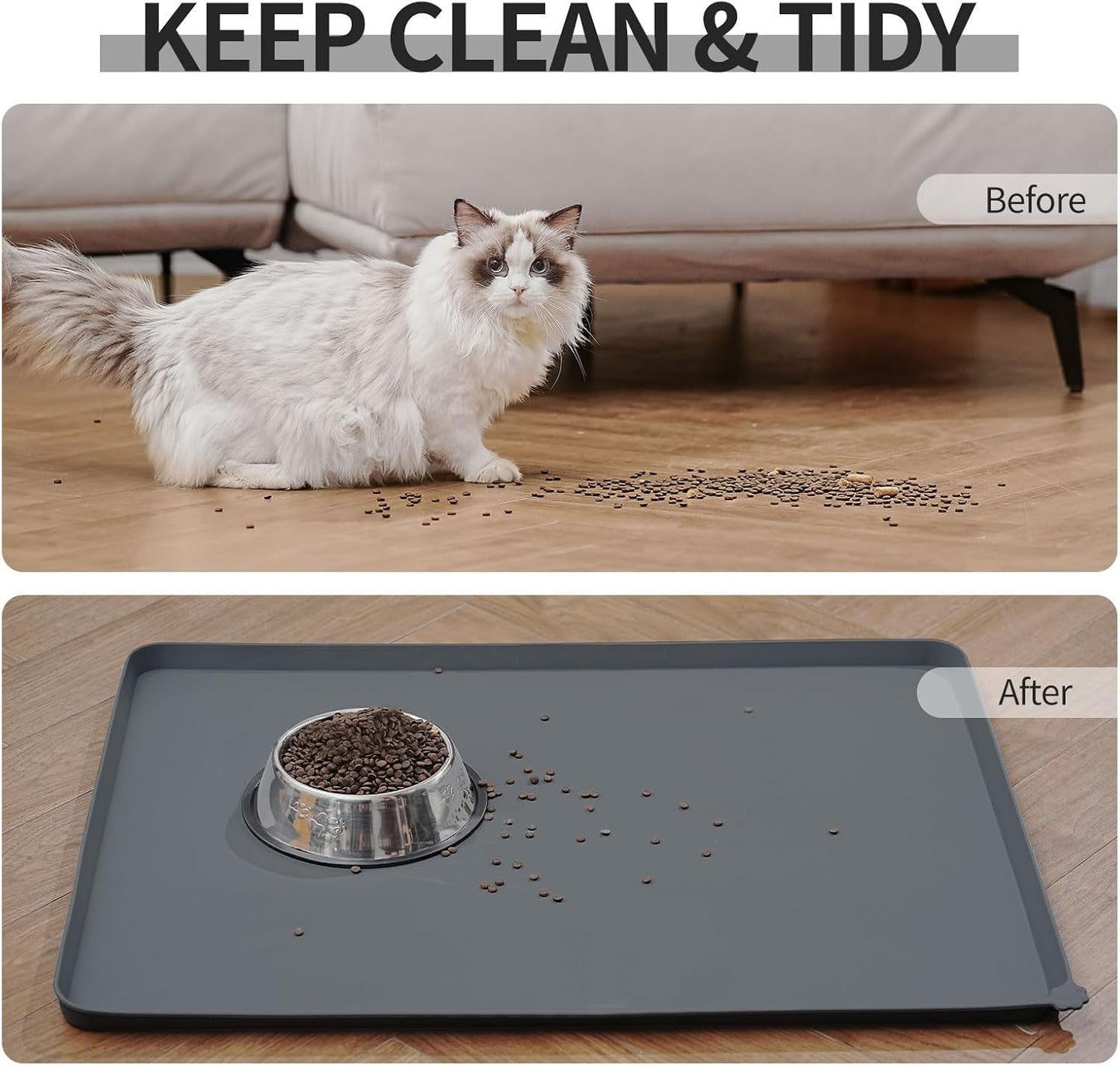 Skiennix Waterproof Pet Feeding Mat - High Raised Edges for Messy Drinkers | BPA-Free, Durable Design