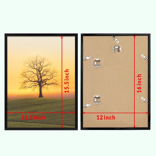Veleclo 12x16 Picture Frame for Wall Display, 12x16 Black Picture Frame with Shatter Resistant Plexiglass, Stable and Sturdy 12 x 16 Poster Frame for Wall Display, Handpicked Gift Collection, 1 Pack