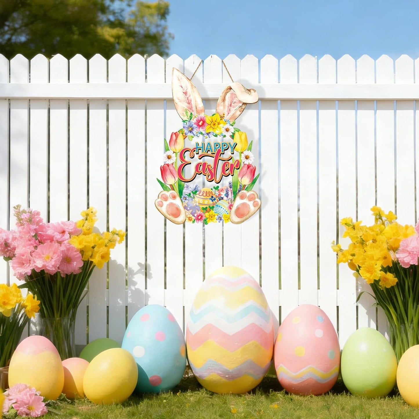 Regine Switzerland Easter Wreath - Charming Rabbit & Flower Design for Front Door Decor | Spring Celebration