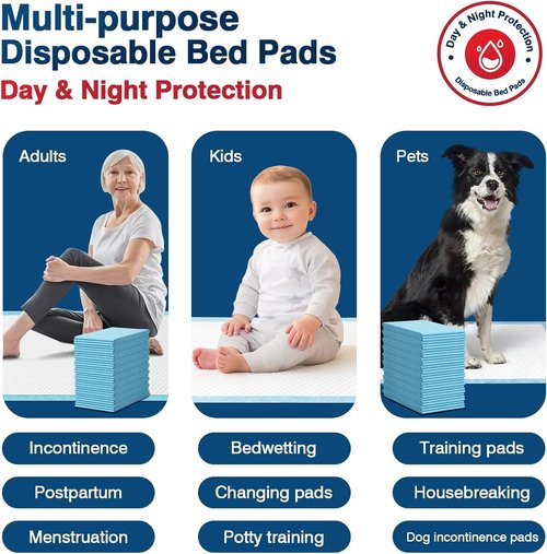 BIGGMED Tear-Resistant Disposable Bed Pads - 30" x 36" | 100 Count Absorbent Underpads for Adults & Pets