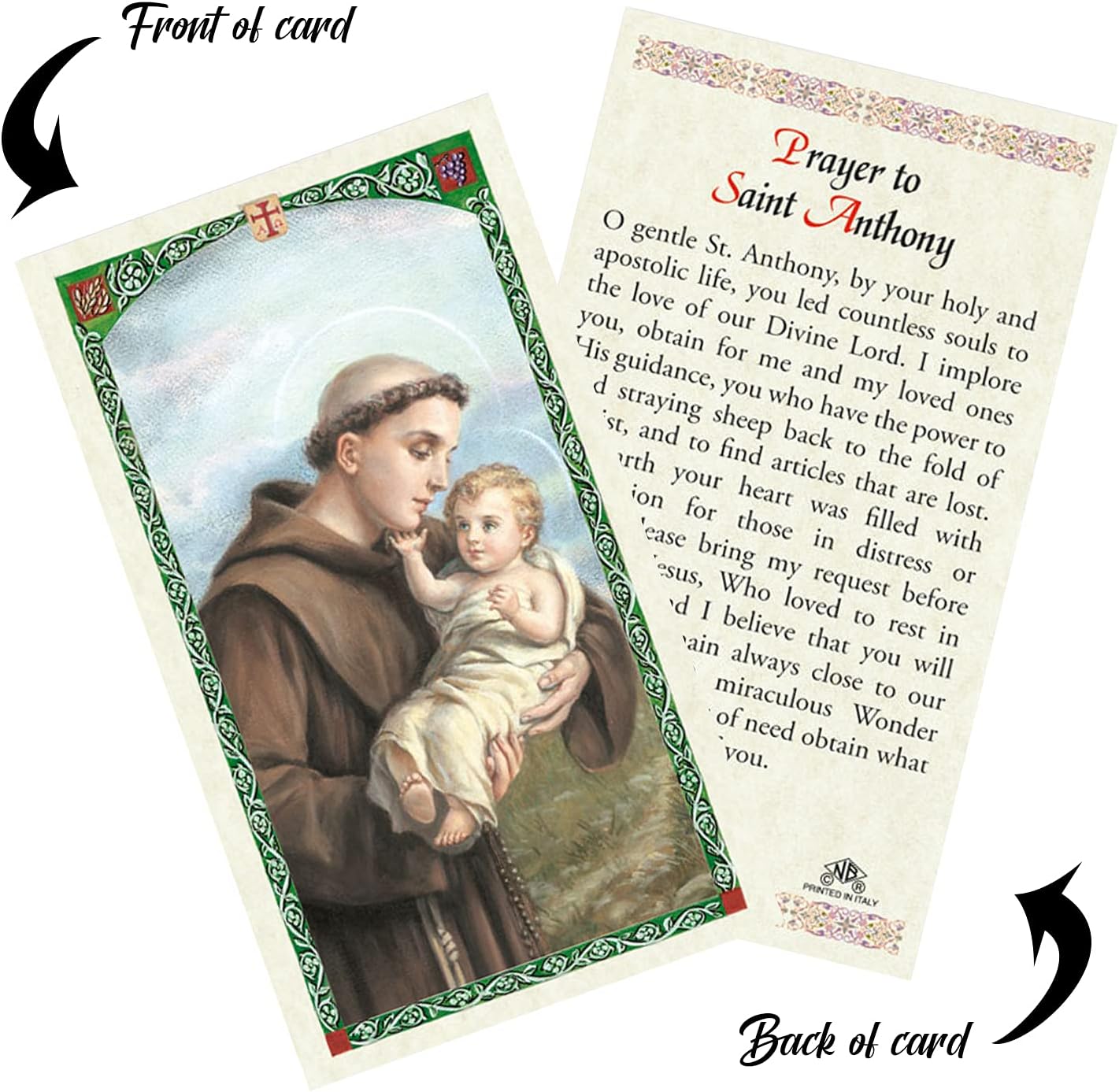 St. Anthony of Padua Statue - 5 Inch Figurine with Laminated Prayer Card & Pocket Token Set