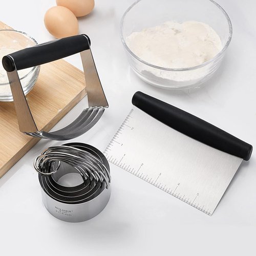 HULISEN Stainless Steel Biscuit Cutter Set - Durable Baking Tools with Ergonomic Grip | 3-Piece Set