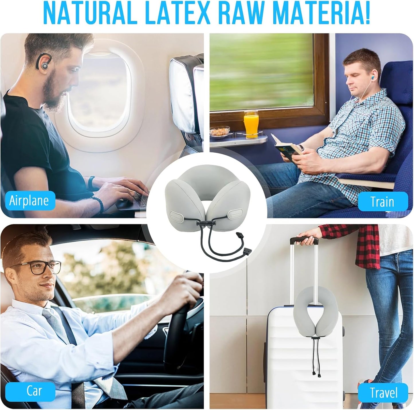 Skiennix Travel Pillow - Natural Latex Neck Support for Comfortable Long-Distance Travel | Ideal for Airplanes
