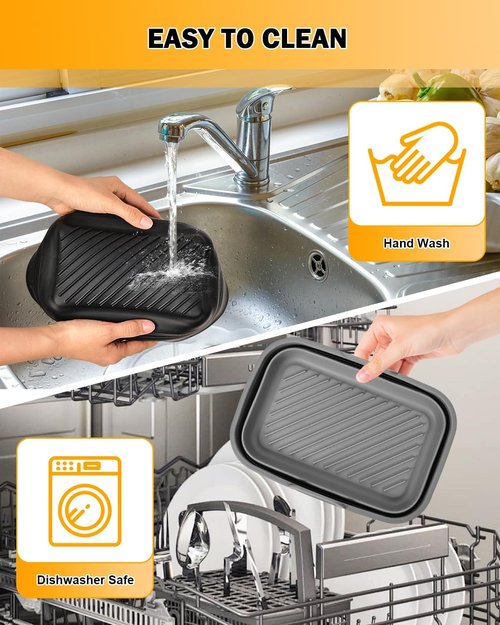 Bella Air Fryer Silicone Liners - Reusable Non-Stick Baking Basket Insert | 2-Pack, Gray & Black